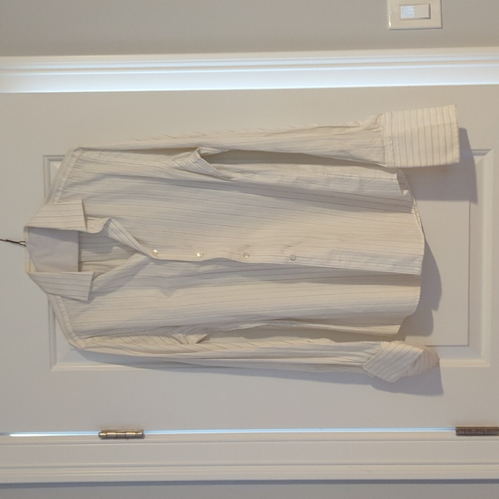 Express men's dress shirt - size M 15-15.5 collar white and stripes French cuffs